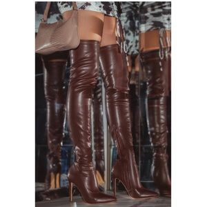 Thigh High Faux Leather Boots
